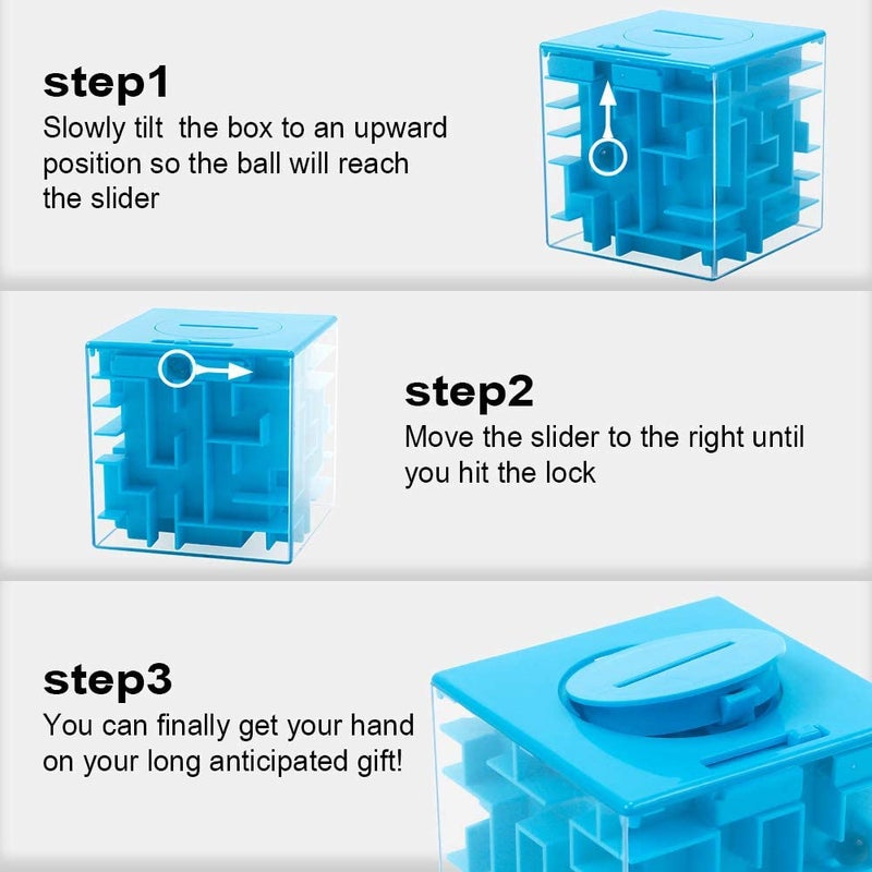 ThinkMax Money Maze Puzzle Box for Kids and Adults, Perfect Money Holder Maze Puzzle Gift Box (Blue) - Image 3